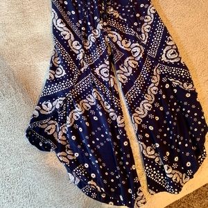 Bandana print navy blue flow pants